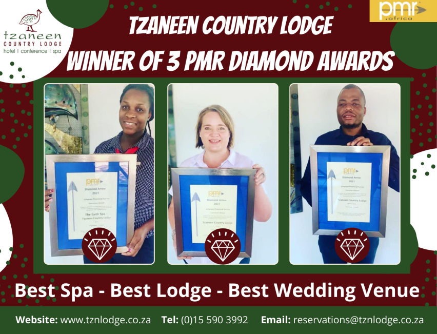 Tzaneen Country Lodge earns three PMR Diamond Awards